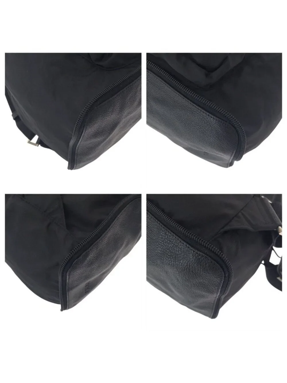 Prada Tessuto Black Silver Nylon Leather Backpack